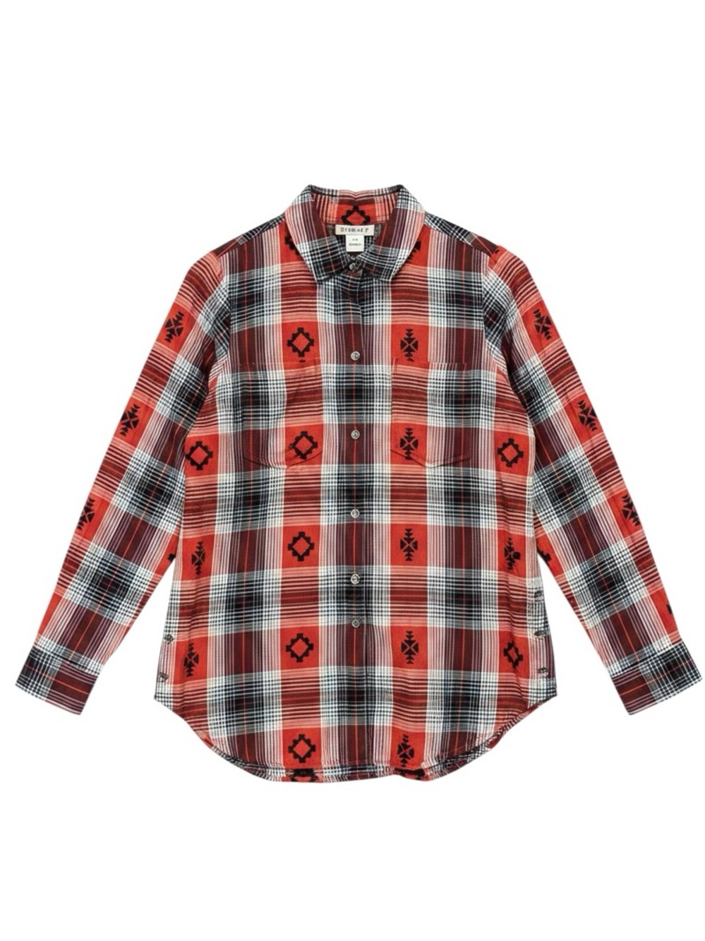 Ariat "Etna" Embroidered Aztec Plaid Flannel Button-Up Shirt Women’s Size Small